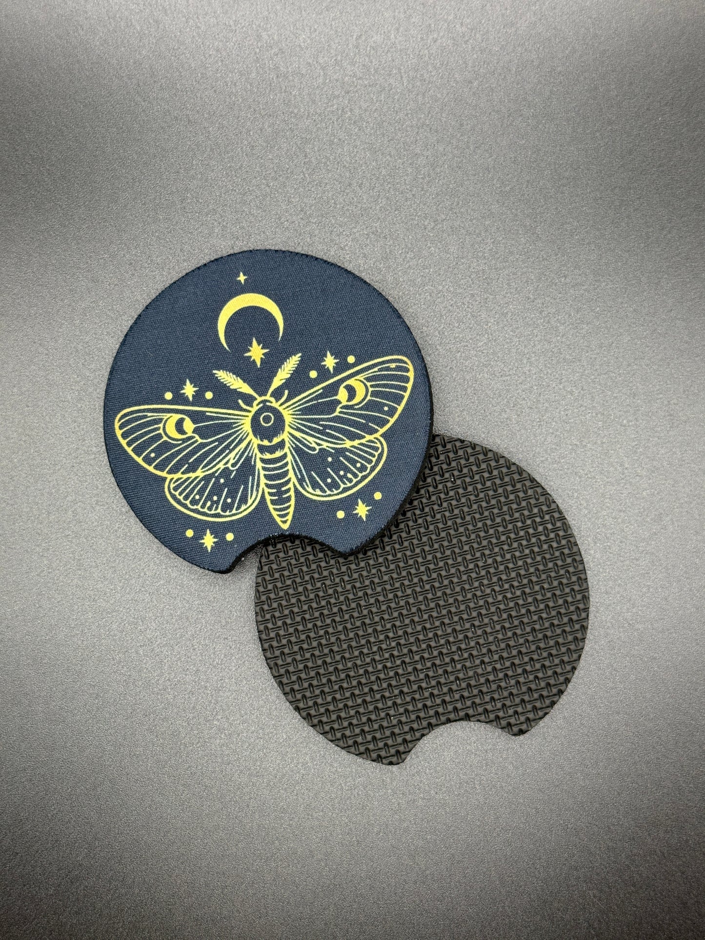 Whimsical Gothic Car Coasters | Handmade Alternative Car Accessories | Cup Holder Coaster Set