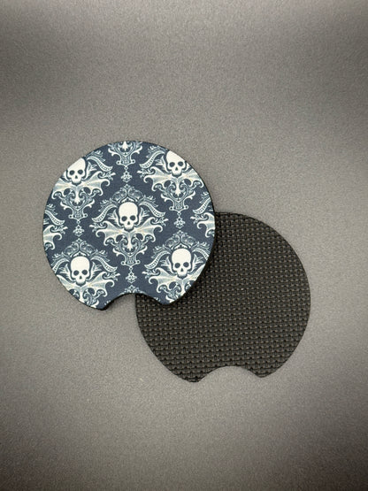 Whimsical Gothic Car Coasters | Handmade Alternative Car Accessories | Cup Holder Coaster Set