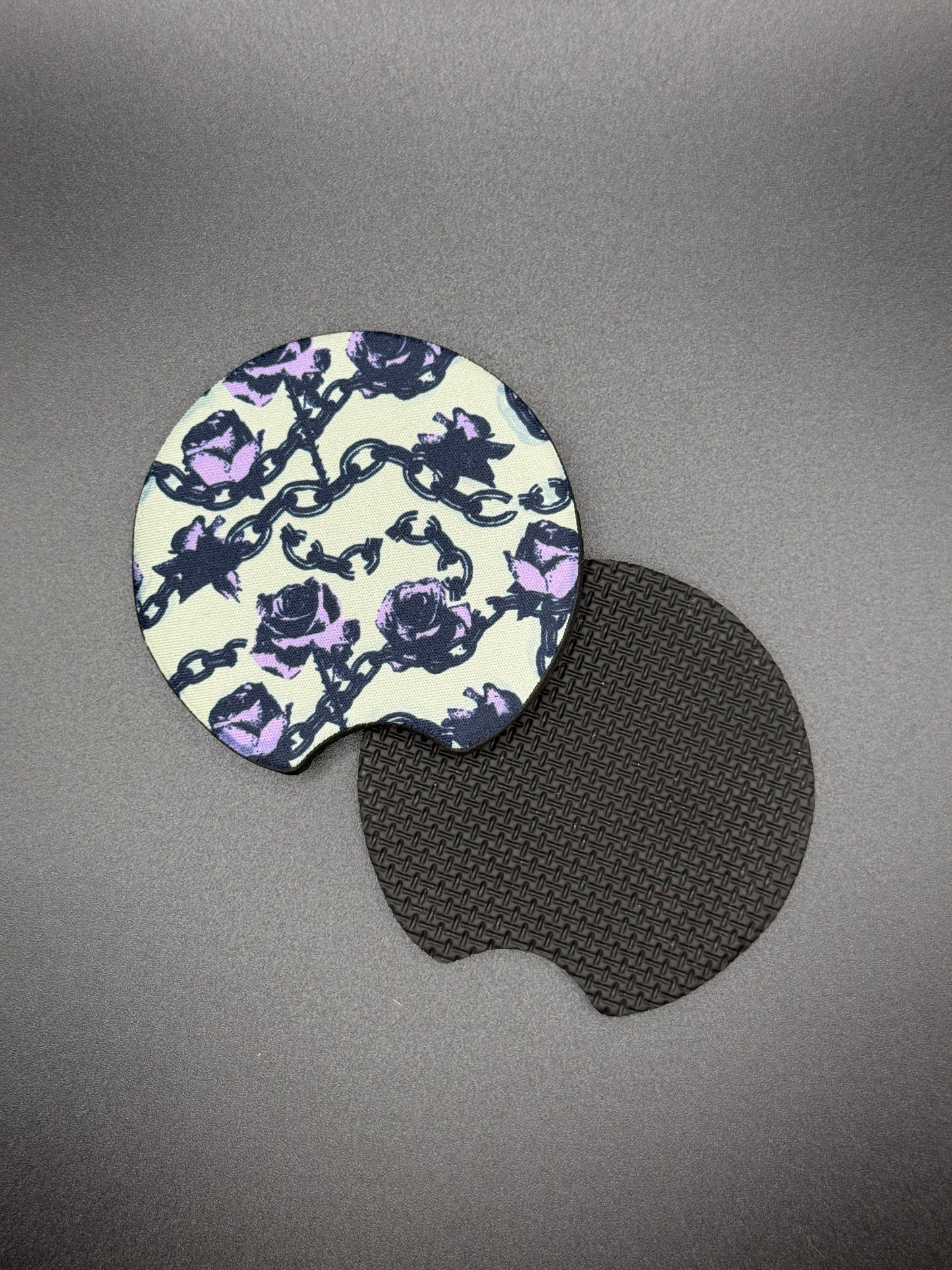 Whimsical Gothic Car Coasters | Handmade Alternative Car Accessories | Cup Holder Coaster Set