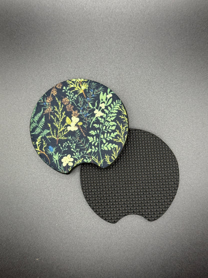 Whimsical Gothic Car Coasters | Handmade Alternative Car Accessories | Cup Holder Coaster Set