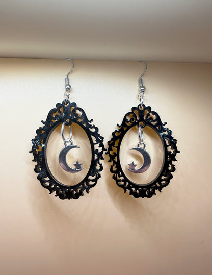 Celestial Gothic Earrings | Moon & Star Dangle Earrings | Whimsical Alternative Jewelry
