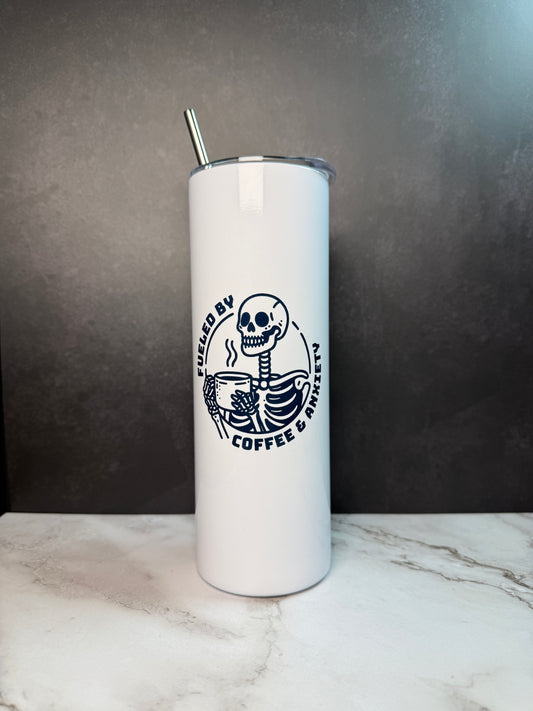 Dark Humor 20oz Stainless Steel Tumbler – Sarcastic Goth Skeleton & Spooky Designs