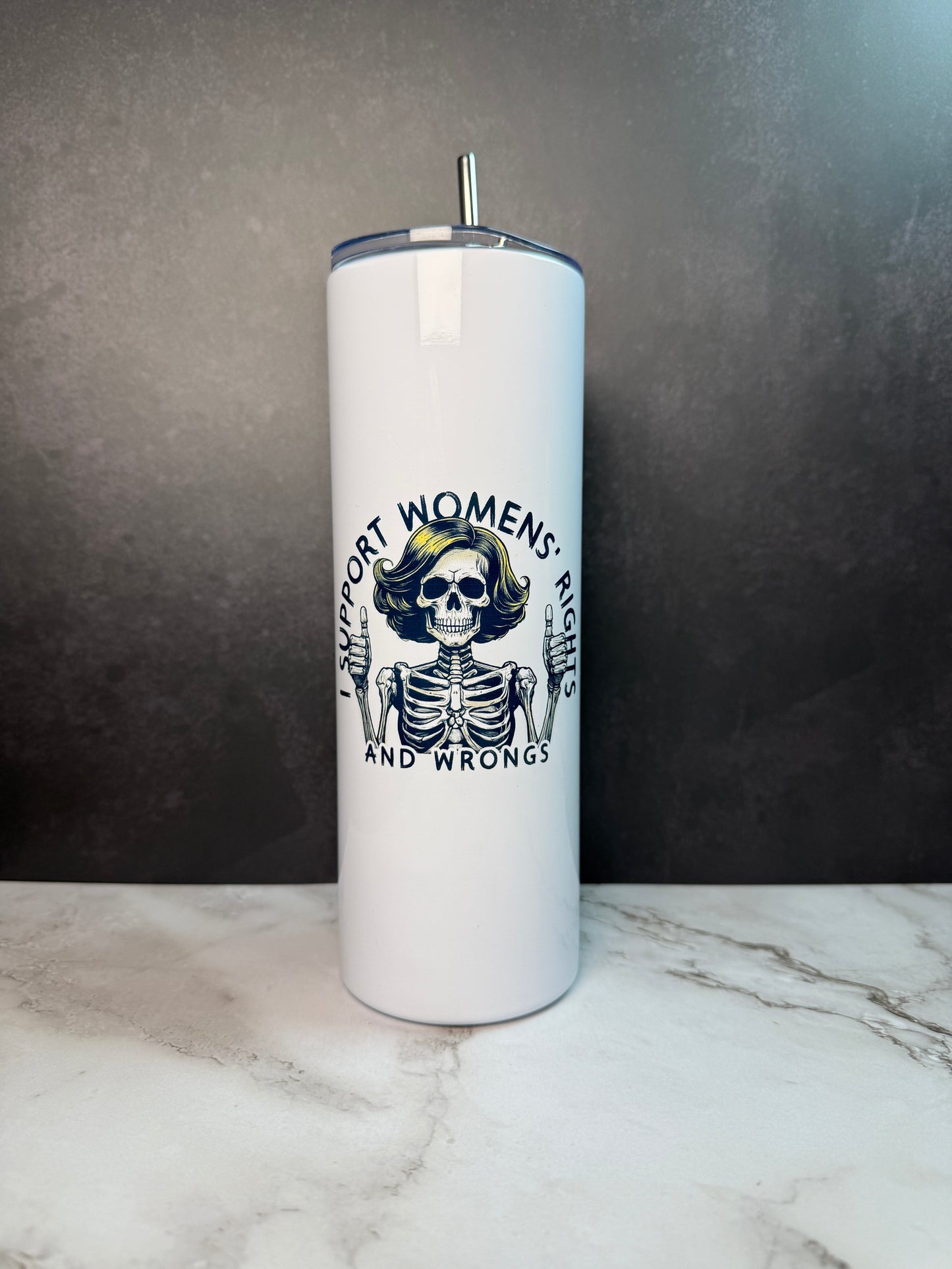 Dark Humor 20oz Stainless Steel Tumbler – Sarcastic Goth Skeleton & Spooky Designs