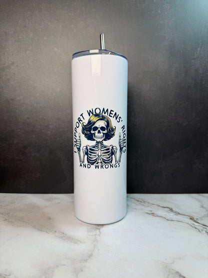 Dark Humor 20oz Stainless Steel Tumbler – Sarcastic Goth Skeleton & Spooky Designs