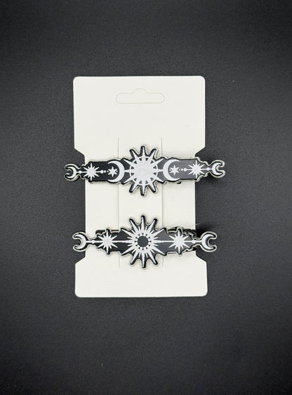 Celestial Hair Clip Set | Moon & Stars Hair Barrettes | Witchy Hair Accessories | Gothic Hair Clips