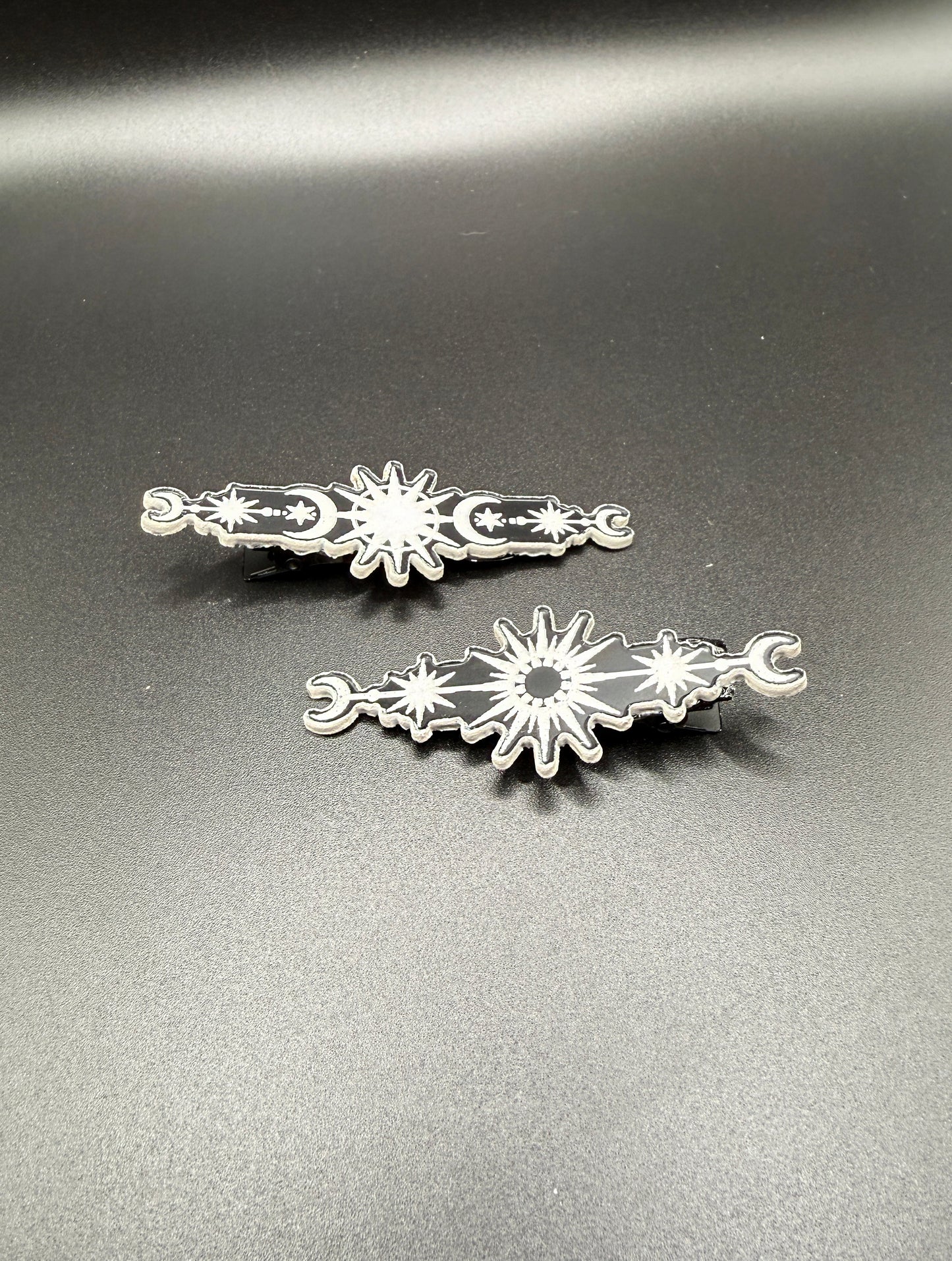 Celestial Hair Clip Set | Moon & Stars Hair Barrettes | Witchy Hair Accessories | Gothic Hair Clips