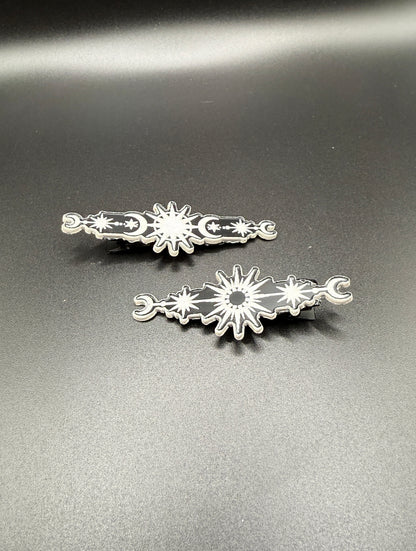 Celestial Hair Clip Set | Moon & Stars Hair Barrettes | Witchy Hair Accessories | Gothic Hair Clips