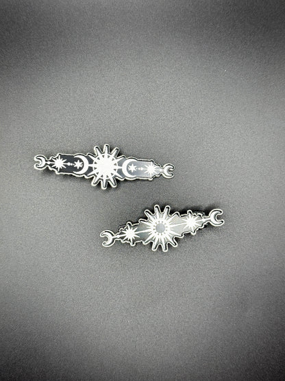Celestial Hair Clip Set | Moon & Stars Hair Barrettes | Witchy Hair Accessories | Gothic Hair Clips