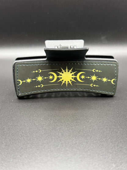 Moon and Stars Acrylic Claw Clip - Celestial Goth Statement Hair Clip