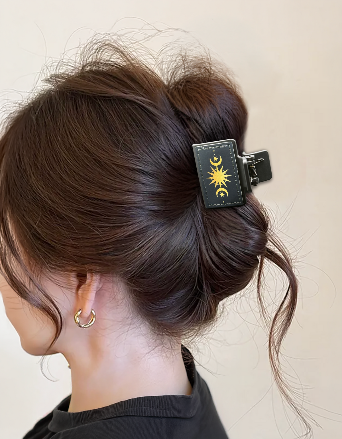 Moon and Stars Acrylic Claw Clip - Celestial Goth Statement Hair Clip
