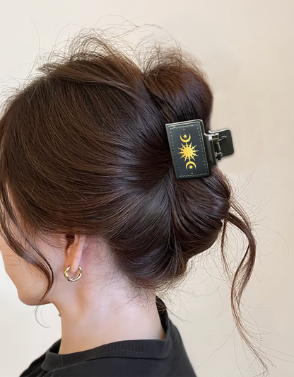 Moon and Stars Acrylic Claw Clip - Celestial Goth Statement Hair Clip