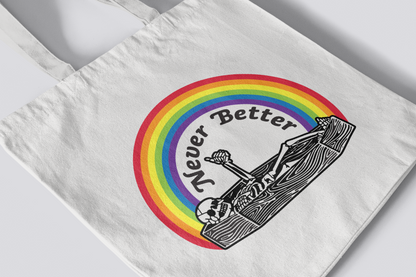 Canvas Tote Bag with Dark Humor Prints