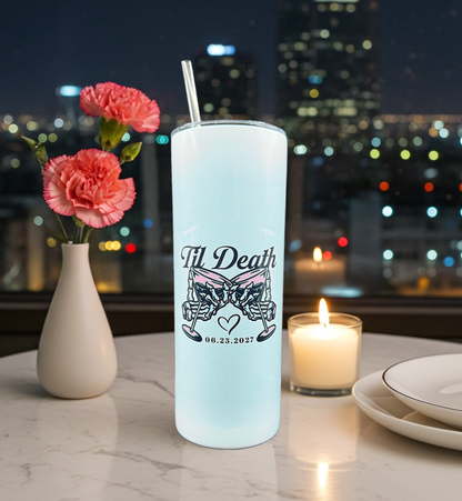 Til Death Tumbler with Custom Date | Gothic Wedding Gift | Anniversary Gift | Couple Matching Cups | Alternative Wedding Keepsake