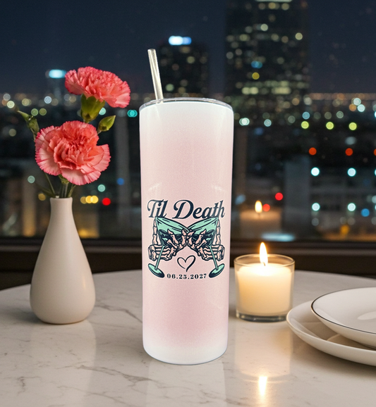 Til Death Tumbler with Custom Date | Gothic Wedding Gift | Anniversary Gift | Couple Matching Cups | Alternative Wedding Keepsake