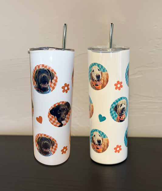 Custom Pet Portrait Stainless Steel Tumbler, Personalized Pet Lover Travel Cup
