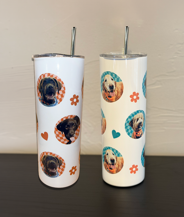 Custom Pet Portrait Stainless Steel Tumbler, Personalized Pet Lover Travel Cup