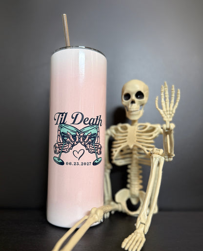 Til Death Tumbler with Custom Date | Gothic Wedding Gift | Anniversary Gift | Couple Matching Cups | Alternative Wedding Keepsake