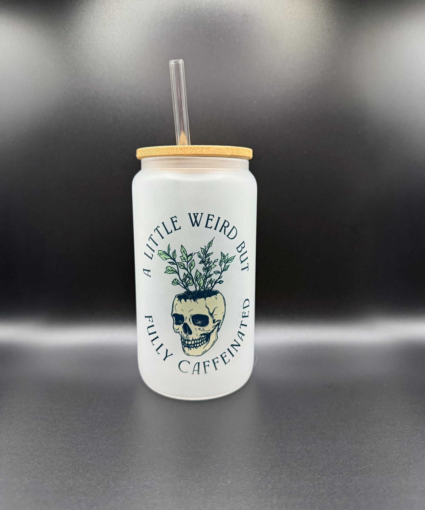 Frosted Glass Tumbler 18oz - Witchy Goth Coffee Cup