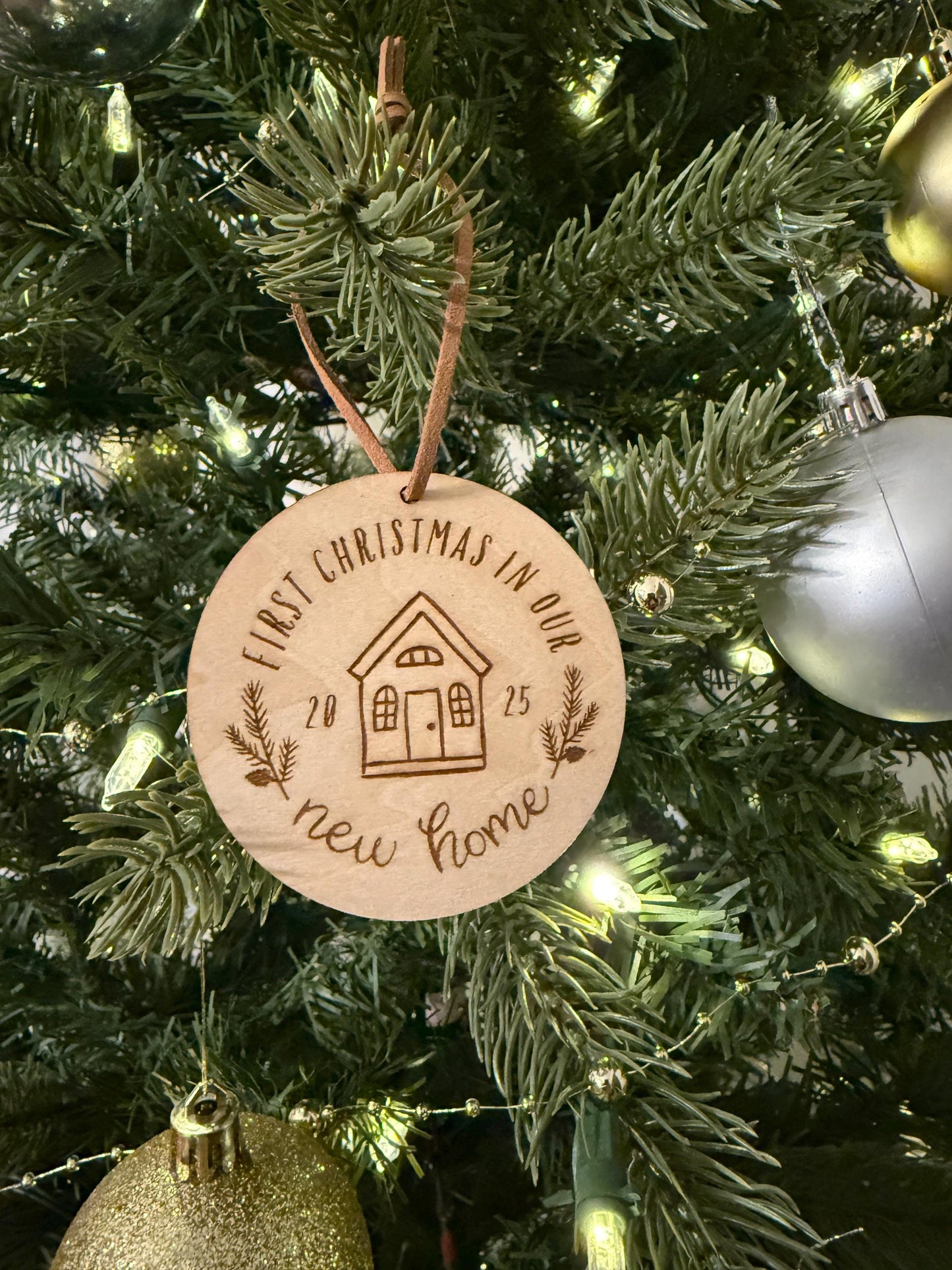 Engraved Wooden Christmas Ornament - New Home - Engaged - Wedding