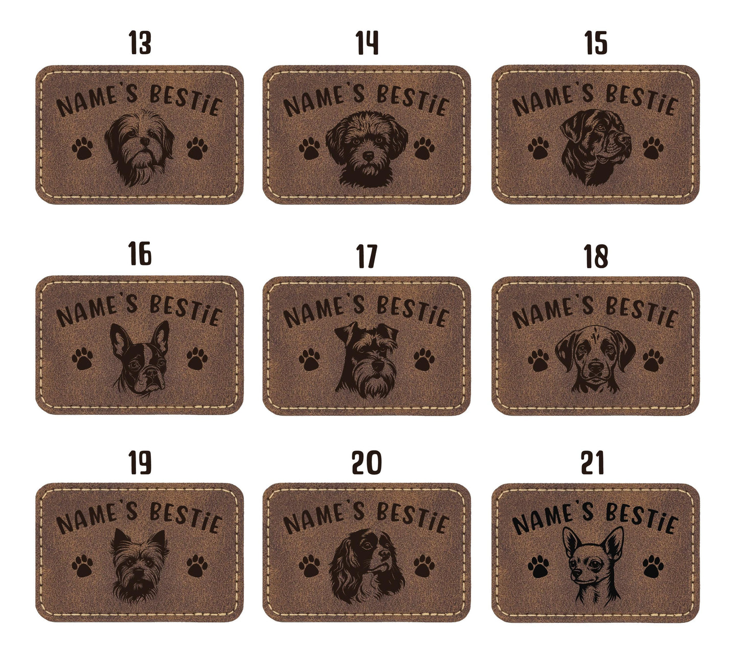 Custom Dog Breed Leatherette Patch with Name