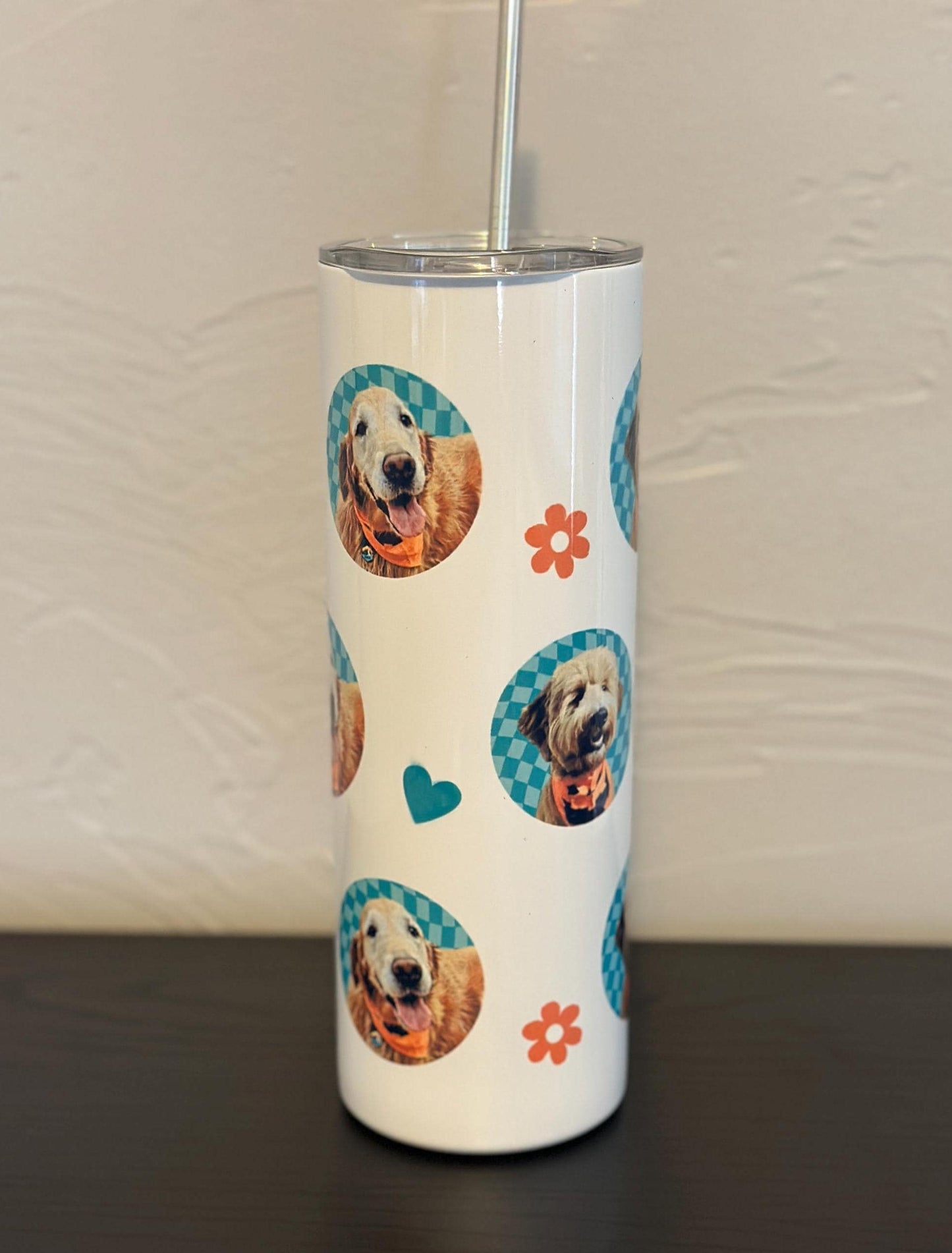 Custom Pet Portrait Stainless Steel Tumbler, Personalized Pet Lover Travel Cup
