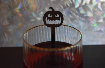 Halloween Drink Stirrers with Jack-O-Lanterns - Set of 6