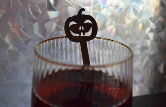 Halloween Drink Stirrers with Jack-O-Lanterns - Set of 6