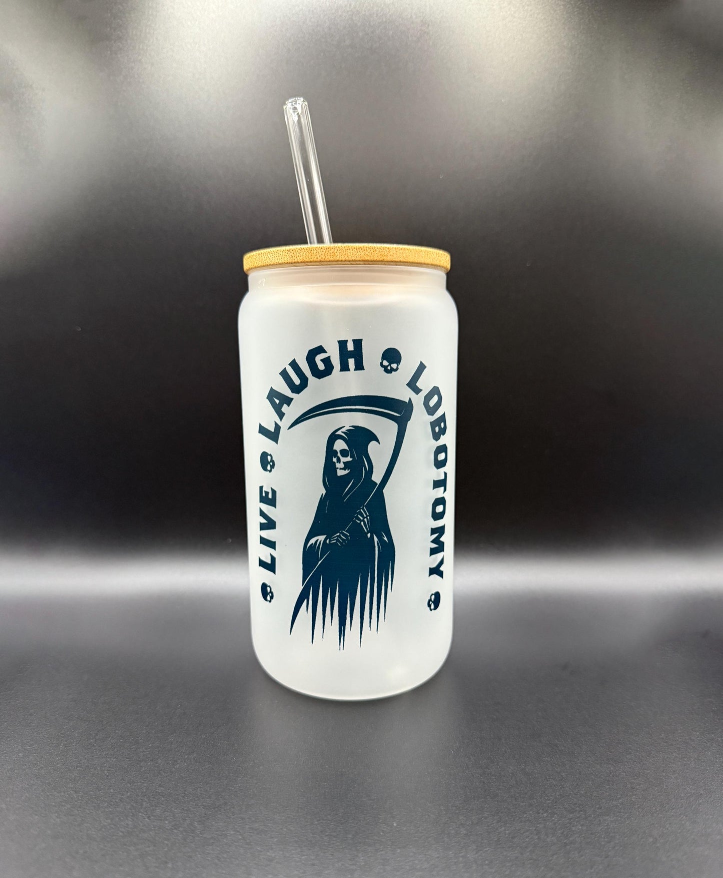 Frosted Glass Tumbler 18oz - Witchy Goth Coffee Cup