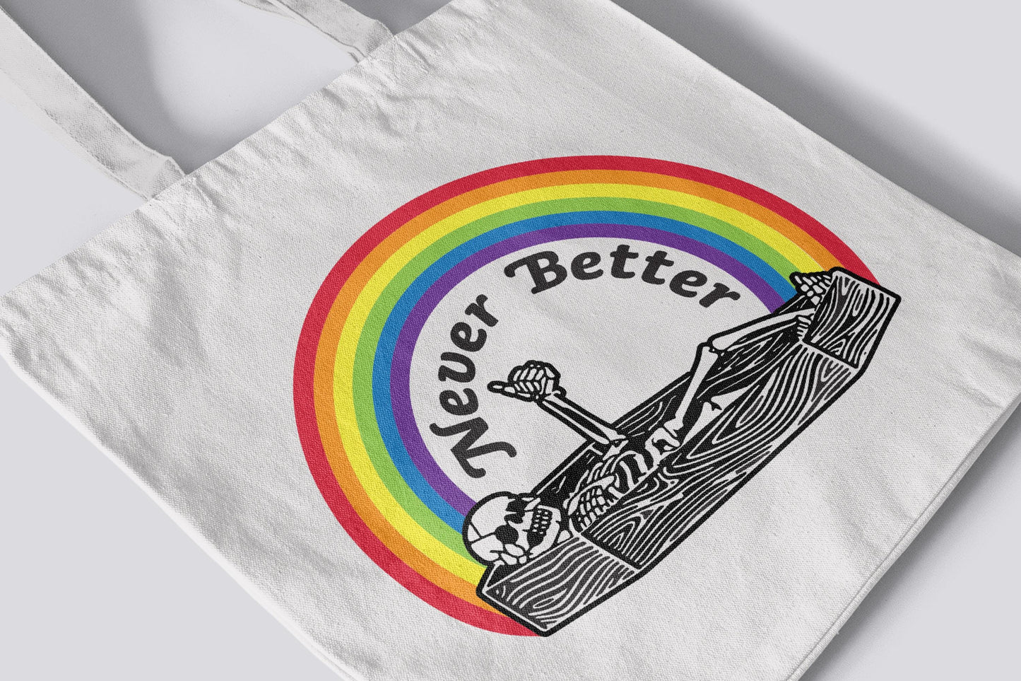 Gothic Canvas Tote Bag with Skeleton Design – Dark Humor or Fully Custom Print