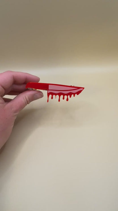 Bloody Knife Hair Clip | Horror Hair Accessory | Spooky Goth Barrette | Halloween Hair Clip