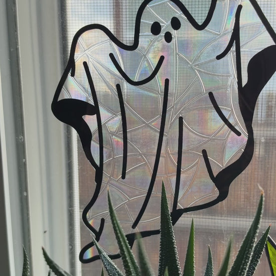 Ghost Window Cling - Iridescent Rainbow Suncatcher Halloween Decor
