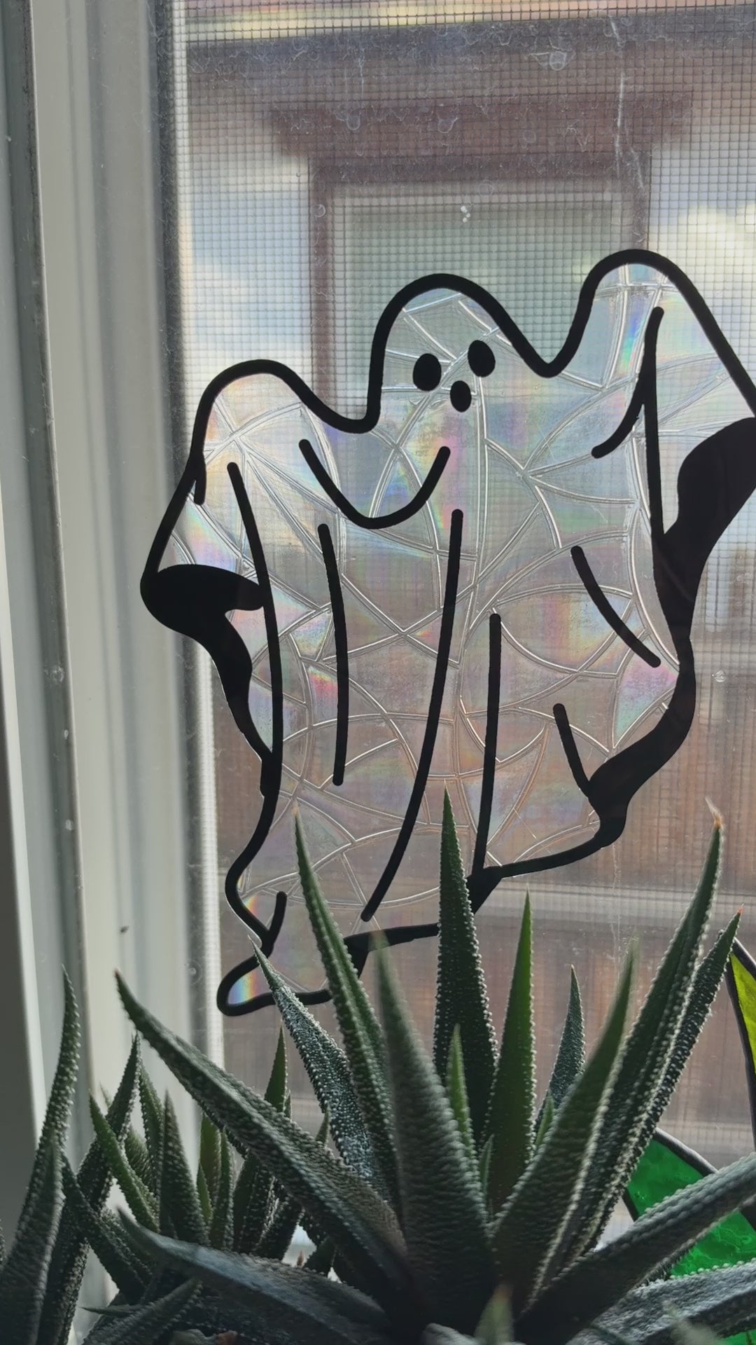 Ghost Window Cling - Iridescent Rainbow Suncatcher Halloween Decor